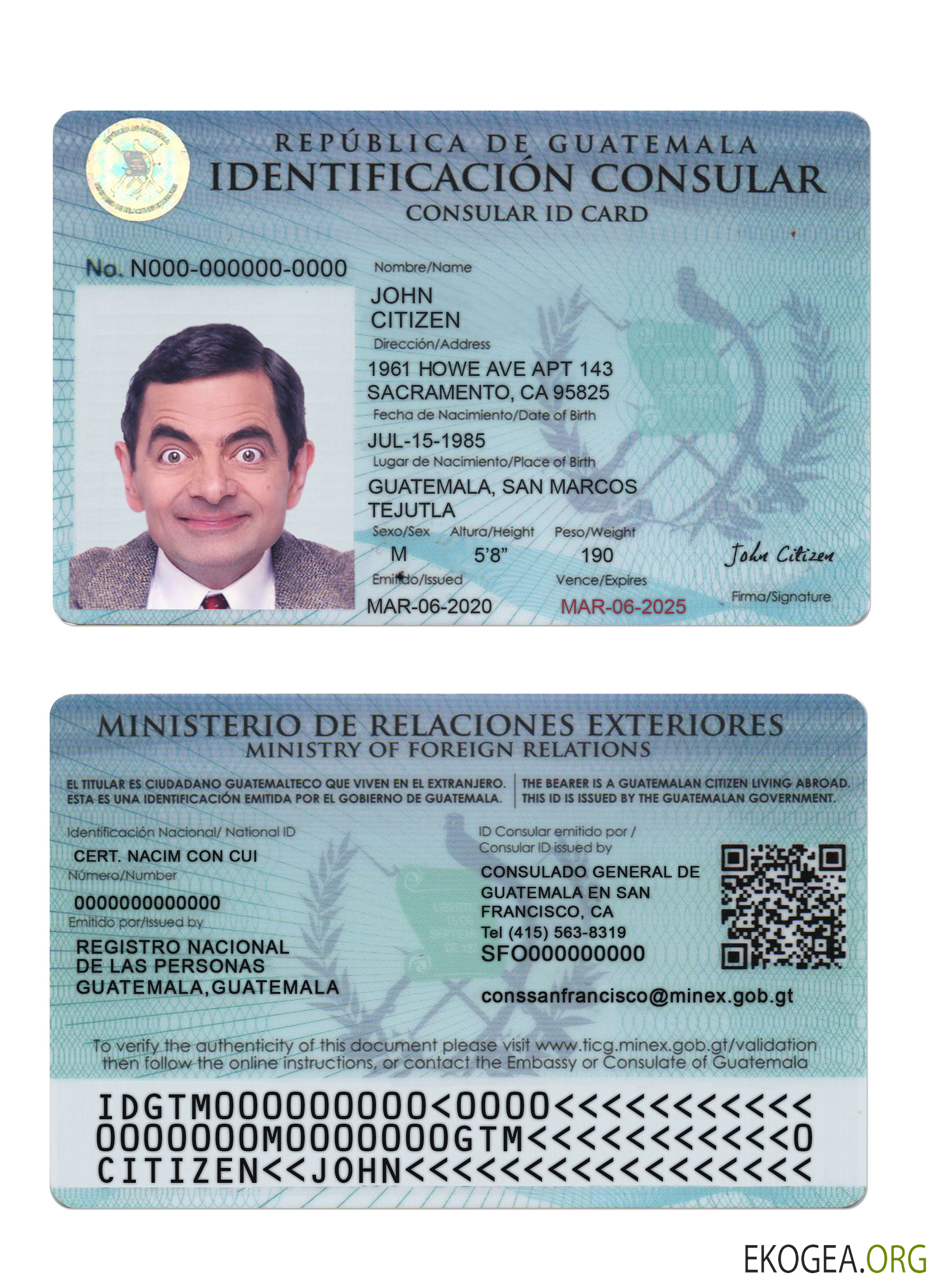 Carte d'identité consulaire du Guatemala